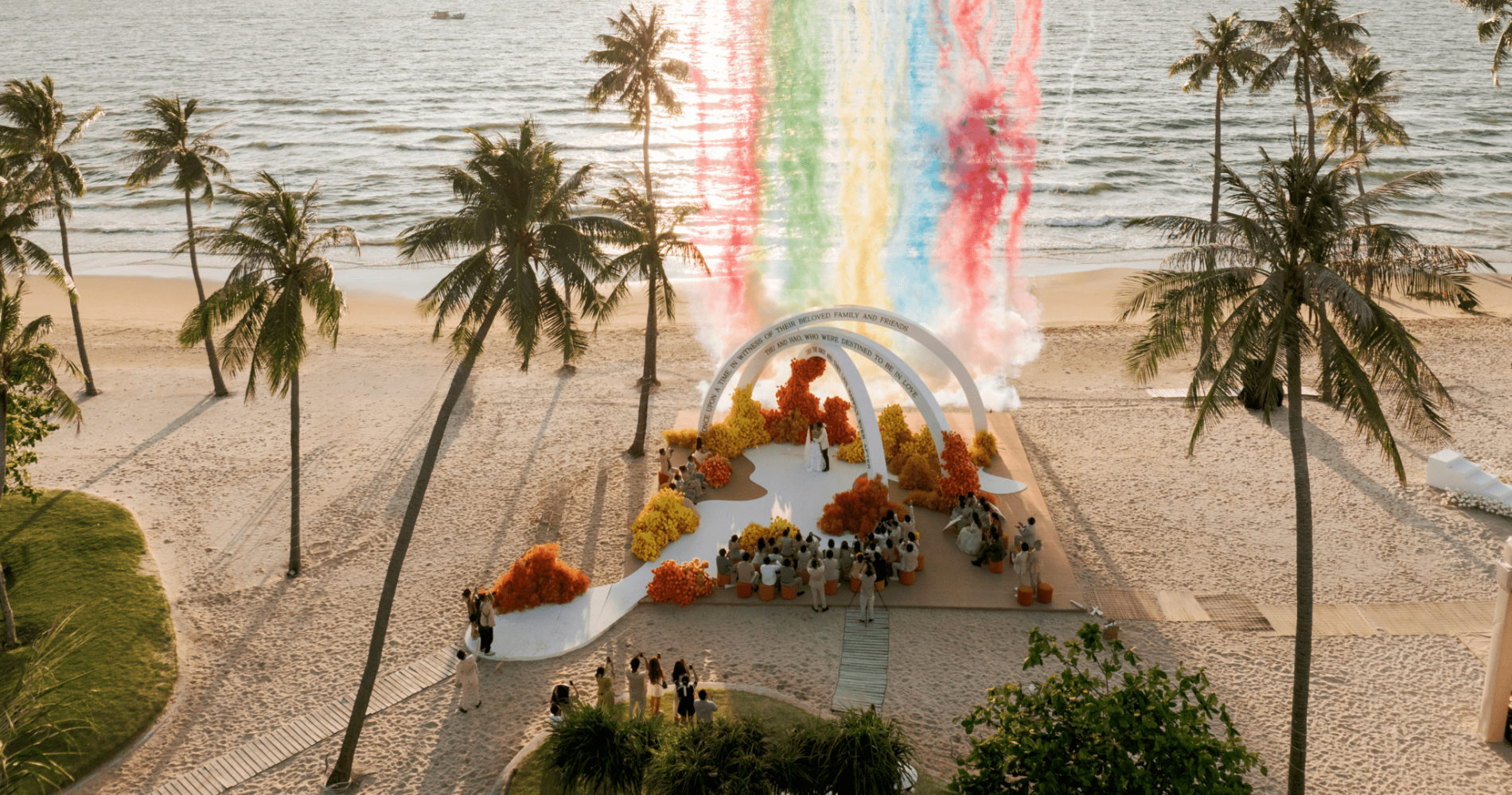 Beach wedding reception by The Planners